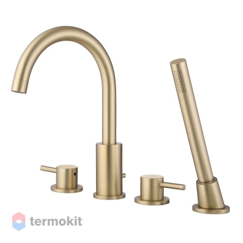 Смеситель на борт ванны ABBER Wasser Kreis золото матовое AF8113G