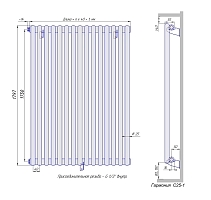 Стальной трубчатый радиатор КЗТО Гармония С25-1 1750 / 24 секции с боковым подключением