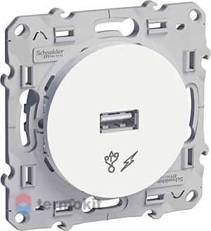 Розетка USB Schneider Electric Odace Шнайдер Электрик Одас Белая S52R408