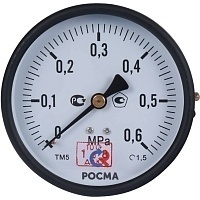 РОСМА Манометр ТМ-510Т.00 (0-0,6 MPa) G1/2 100мм, общетехнический, осевое присоединение, КТ 1,5.