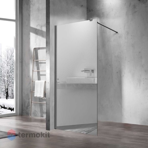 Душевая перегородка Vincea Walk-In 1000х2000 (зеркальное стекло) вороненая сталь VSW-1H100MRGM
