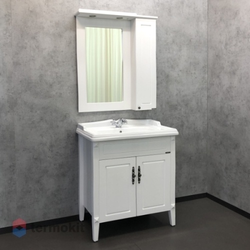Зеркальный шкаф Comforty Палермо-80 подвесной белый глянец 00004139246