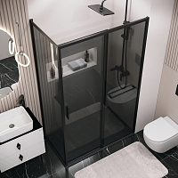 Душевой уголок Grossman Style 1950x1000x1000 (тонированное стекло) черный матовый 120.K33.05.1010.21.10