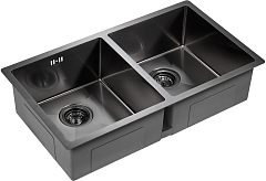 Мойка для кухни Paulmark TWIN вороненая сталь PM237844-GM