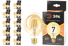 Лампа светодиодная ЭРА F-LED G95-7W-824-E27 gold, 10 шт