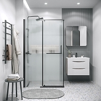 Душевой уголок Grossman Pragma 1950x1000x900 (стекло шиншилла) левый черный матовый 120.K33.03.1090.21.02