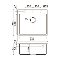 Мойка для кухни Omoikiri Tedori 57-BL черный 4993980
