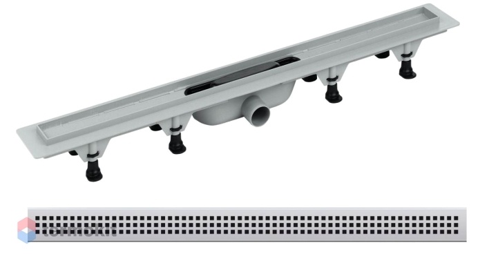 Дренажный канал PlastBrno с решеткой из нержавеющей стали (тип.1) 390 мм SZE1390