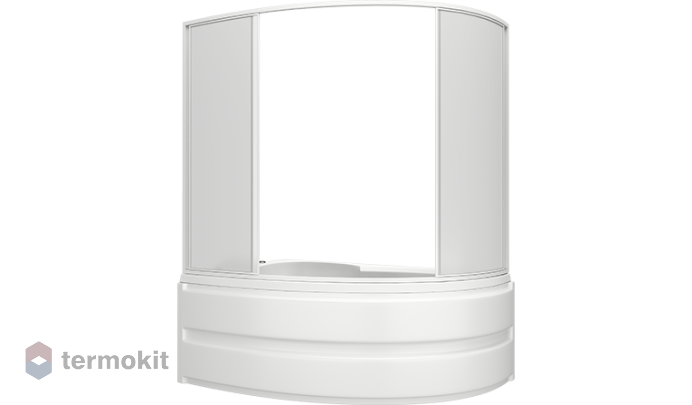 Шторка на ванну BAS 1600x1450 (матовое стекло) белый ШТ00038