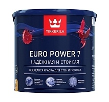 Tikkurila Euro Power 7,Водоразбавляемая краска для стен и потолков,база С, 2,7л