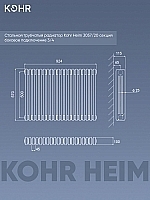 Стальной трубчатый радиатор Kohr Heim 3057/20 секций с боковым подключением 3/4