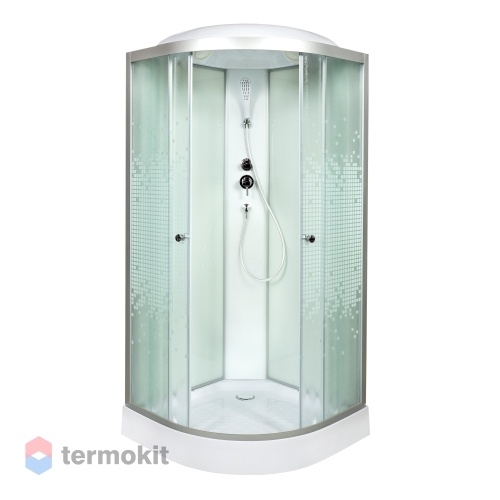 Душевая кабина Deto L 100x100 с полкой Хром (рифленое стекло) L 901 стандартная