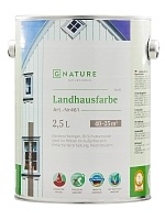 GNature 461, Landhausfarbe Краска для деревянных фасадов на основе масел и смол с УФ фильтром и антисептиком, белая база 2,5 л