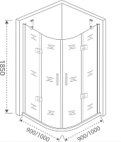 Душевой уголок Good Door SATURN 1850x900x900 хром СА00012