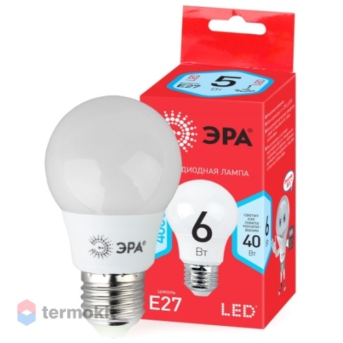 Лампа светодиодная ЭРА ECO LED A55-6W-840-E27 диод, груша, 6Вт, нейтр, E27