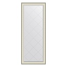 Зеркало с гравировкой в багетной раме EVOFORM EXCLUSIVE-G FLOOR 79 белая кожа с хромом BY 6393