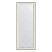 Зеркало с гравировкой в багетной раме EVOFORM EXCLUSIVE-G FLOOR 79 белая кожа с хромом BY 6393