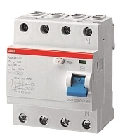 УЗО ABB F204 AC-40/0,3 4-х полюсное 40A 300mA 4 модуля Артикул: 2CSF204001R3400