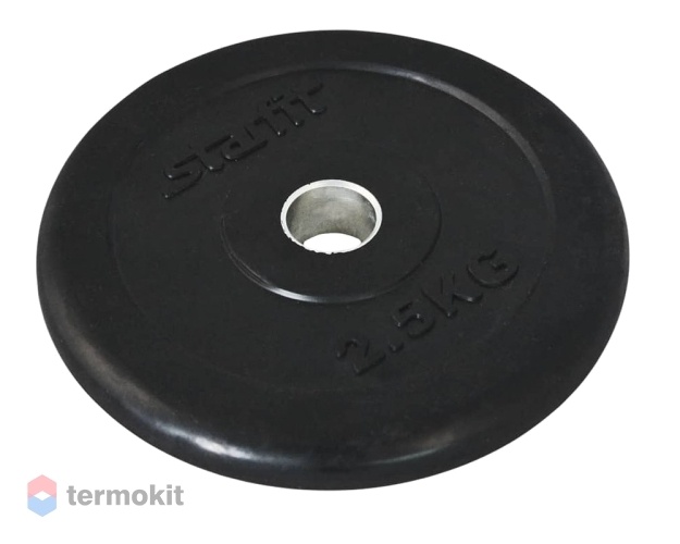 Диск обрезиненный Starfit BB-202 2,5 кг, d26 мм, стальная втулка, черный