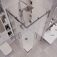 Душевой уголок Grossman Cosmo 1950x800x800 (стекло шиншилла) хром 300.K33.02.8080.10.02