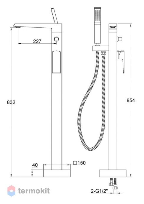 Смеситель для ванны и душа BelBagno ARLIE ARL-FMTA-CRM