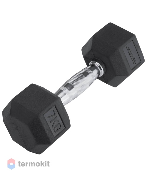 Гантель обрезиненная Starfit DB-301 7 кг, черная 1 шт