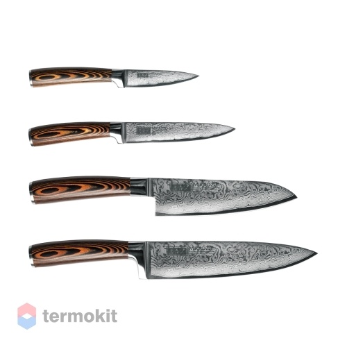 Набор из 4х ножей Omoikiri Damascus Suminagashi-SET +универсальная подставка 4996233