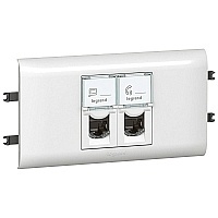 Розетка информационная 2-пост RJ45 Legrand Mosaic Легранд Мозаик Кат.6 UTP с крышкой с рамкой и суппортом 78663