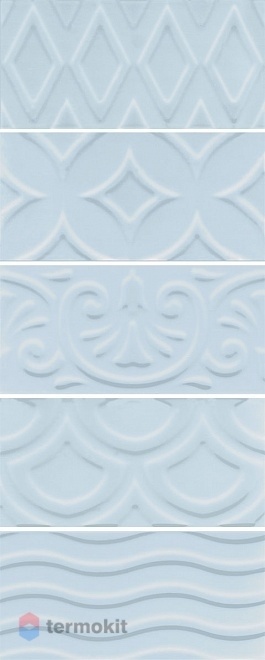 Керамическая плитка Kerama Marazzi Авеллино голубой структура mix 16015 Настенная 7,4x15