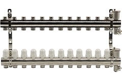 Kromwell Коллекторный блок из латуни с терм. вставками и зап. кранами 1&quot; x 3/4&quot; 11 вых.
