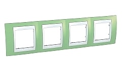 Рамка Schneider Electric Unica Хамелеон 4 поста горизонтальная зеленое яблоко/белая MGU6.008.863