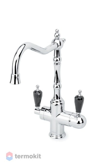 Смеситель для кухни Boheme TRADIZIONALE CHROMO с черным Swarovski 113-BSW