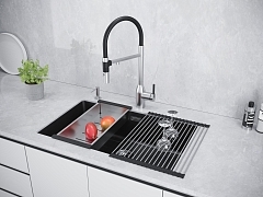 Мойка для кухни Paulmark LUMI черный металлик LU74-BLM