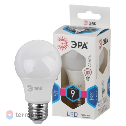 Лампа светодиодная ЭРА LED A60-9W-840-E27 диод, груша, 9Вт, нейтр, E27