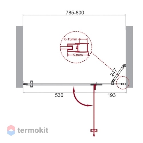 Душевая дверь BelBagno KRAFT 800х1950 хром KRAFT-B-12-60/20-C-Cr-R