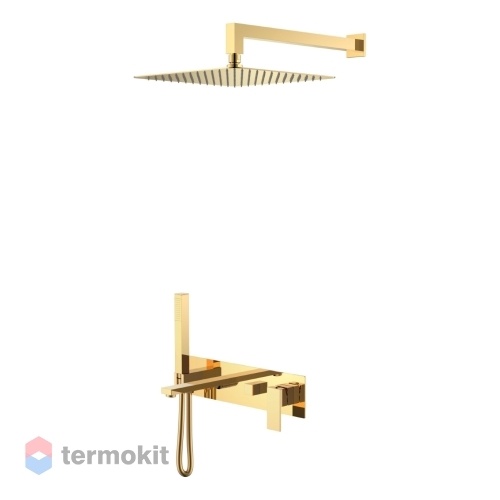 Душевой комплект скрытого монтажа Boheme Qubic золото 474-G