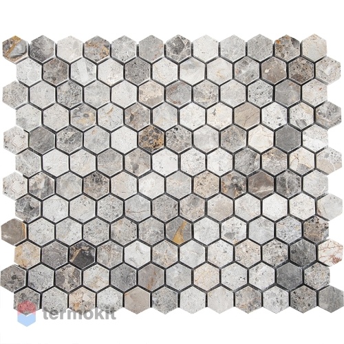 Мозаика из нат. мрамора Starmosaic Hexagon VLgP (23х23) 30х30