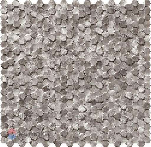 Керамическая плитка Tubadzin Vestige MS-hex 3d silver мозаика 29,5x30,6