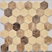 Мозаика Caramelle Mosaic Pietrine Hexagonal Pietra Mix 1 Mat Hex (1,8x3) 29,5x30,5
