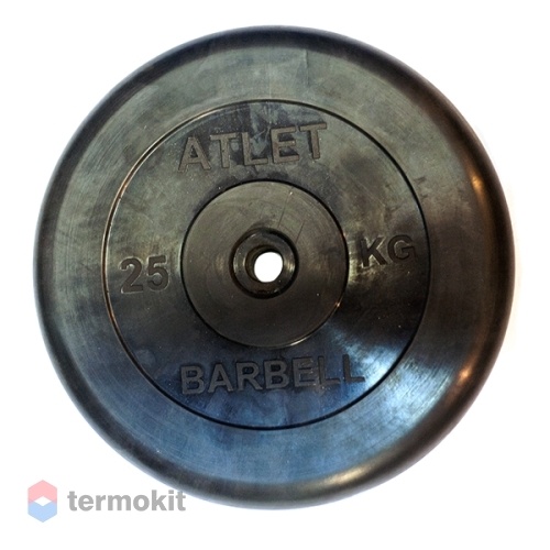 Диск обрезиненный MB Barbell Atlet черный 31 мм, 25 кг MB-AtletB31-25