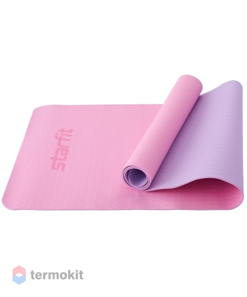 Коврик для йоги Starfit FM-201 TPE 173x61x0,4 см, розовый пастель/фиолетовый пастель