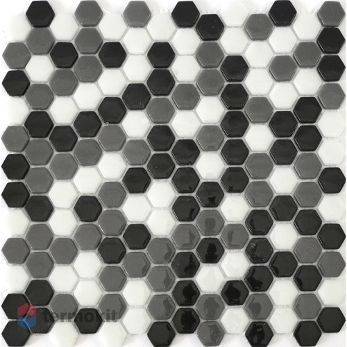 Стеклянная мозаика Natural Steppa STP-BK005-HEX (2,5 Hexagon) 29х29