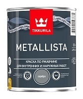 Tikkurila Metallista,Специальная атмосферостойкая краска по ржавчине для внутренних и наружных работ,Серебряная,0,9л