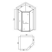 Душевой уголок Agger 1950x890x890 хром матовое стекло A03-090MCR/G