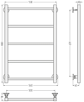 Водяной полотенцесушитель Стилье Версия-КН 800х500 (5) П 20x20 черный, арт. 17640-8050