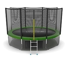 Батут с внешней сеткой и лестницей Evo Jump External 12ft (Green) + нижняя сеть