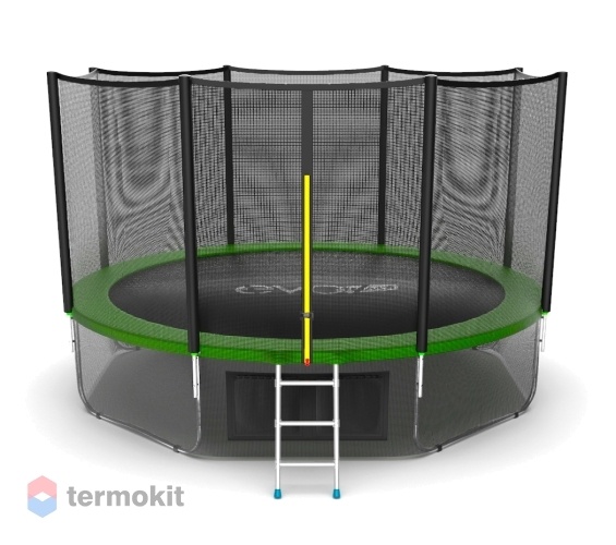 Батут с внешней сеткой и лестницей Evo Jump External 12ft (Green) + нижняя сеть