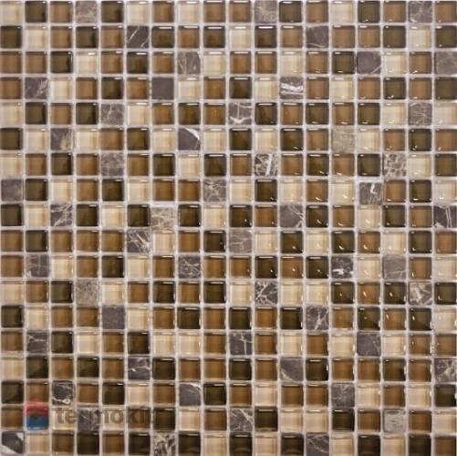 Мозаика стеклянная с камнем Q-Stones QSG-022-15/8 30,5х30,5