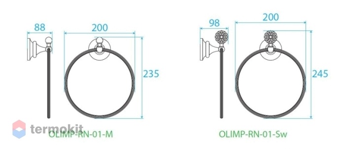 Кольцо для полотенец Cezares OLIMP Золото 24 карат/Swarovski OLIMP-RN-03/24-Sw