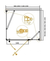 Душевой уголок Cezares Giubileo 1950x1000x1000 (стекло принт) левый золото GIUBILEO-AH-11-100-CP-G-L